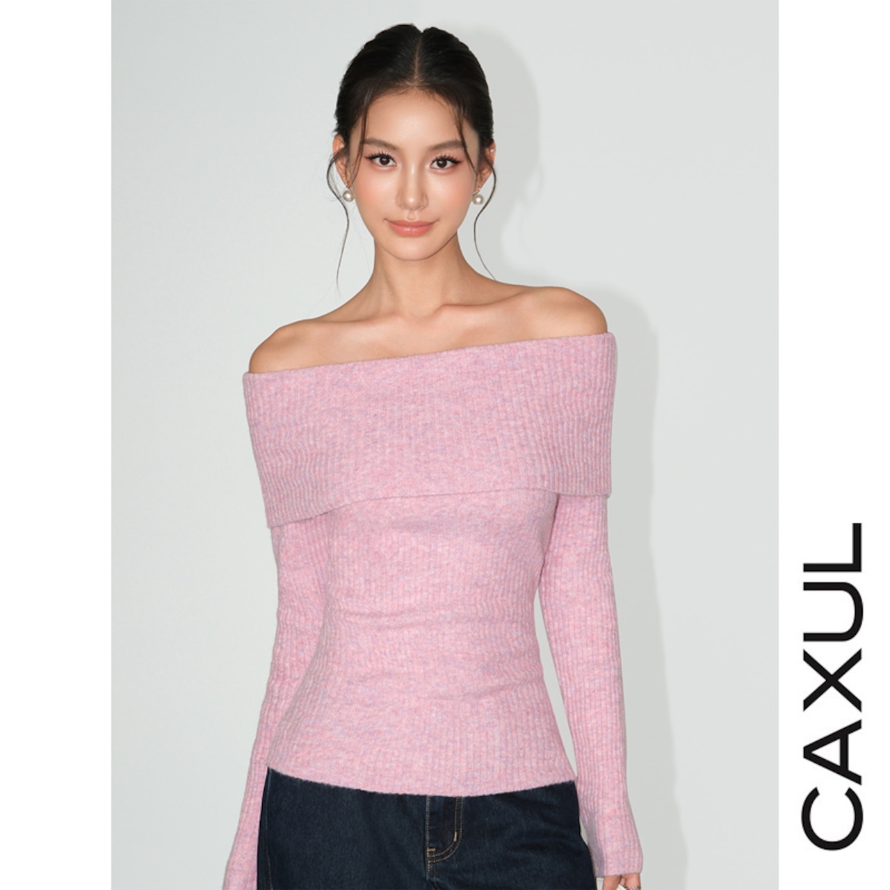 オフショルダー ニットトップ/3color