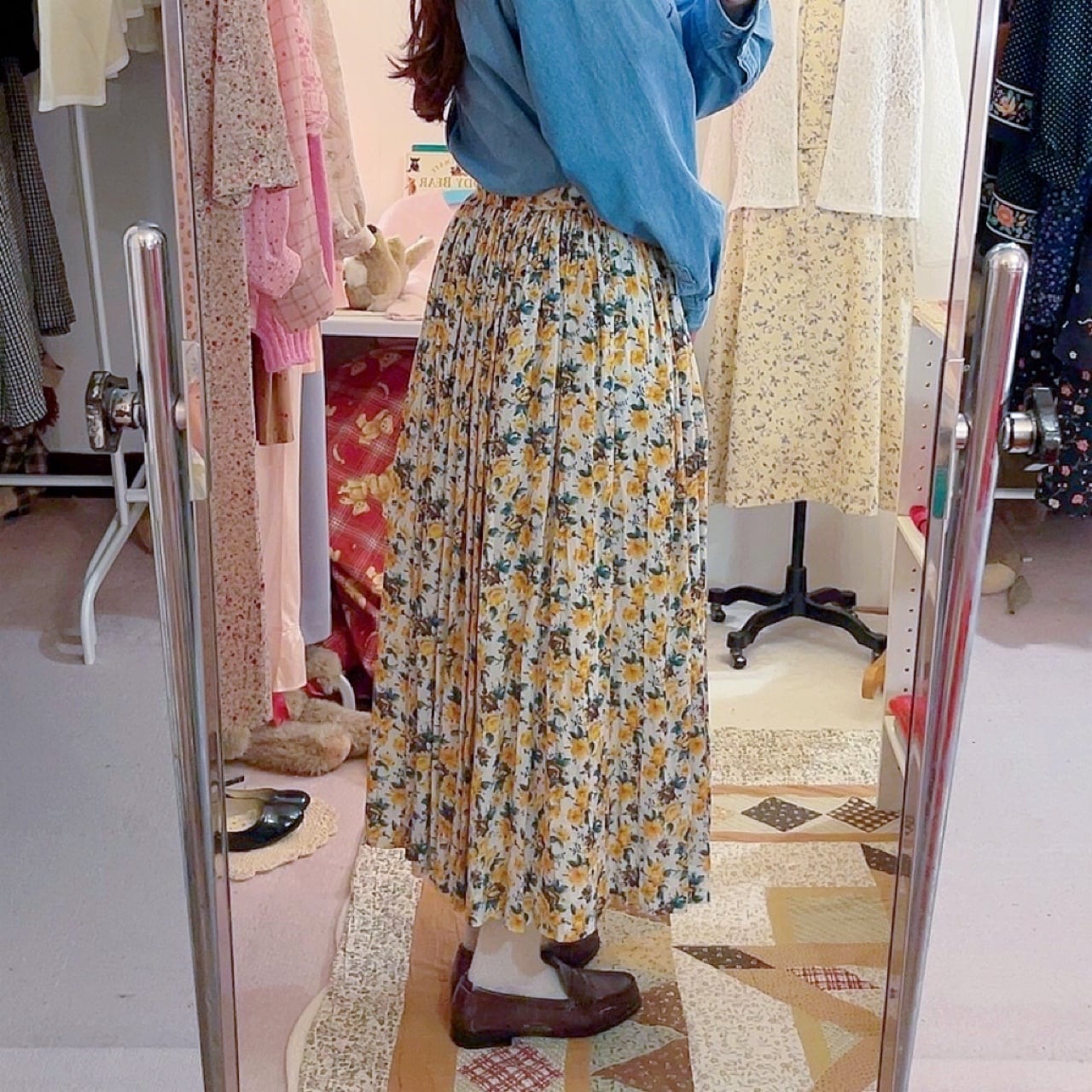 yellow pansy gather skirt