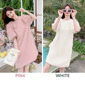 Pink Round Neck Fringed Dress 5070