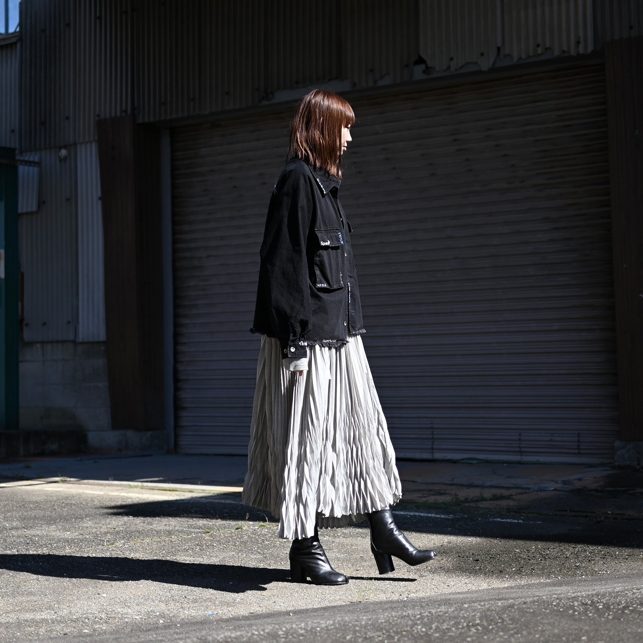 KUON / GANKO別注 Sashiko Kimono Sleeve Cutoff Denim shirt jacket レディースコーディネート