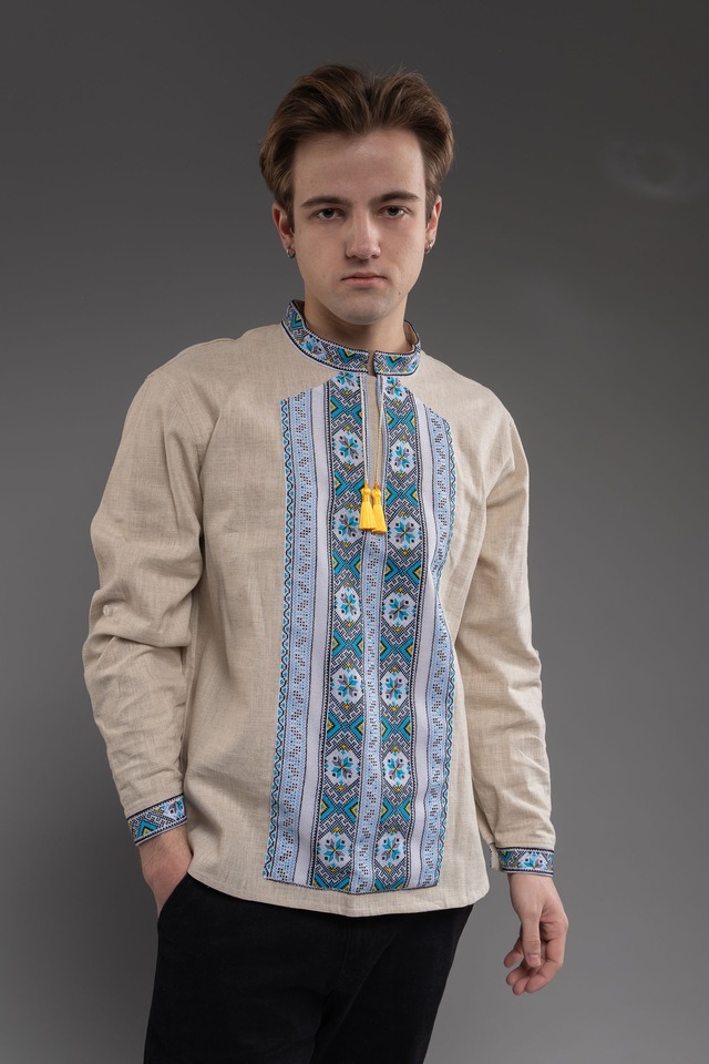 ウクライナ刺繍ヴィシヴァンカ　クロスステッチ手刺繍　Lサイズ　メンズ
