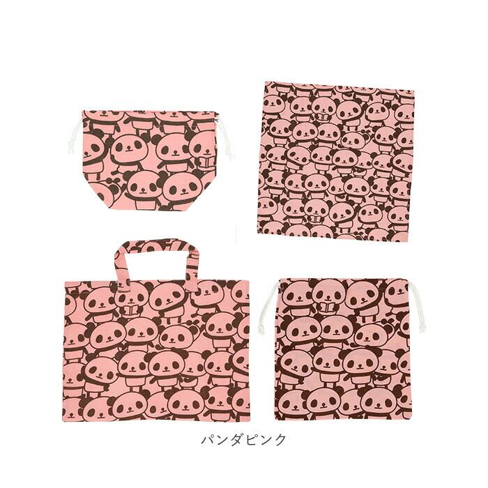 レトロなパンダ ⚪ 大きめレッスンバッグ ＆ シューズバッグ 完成品