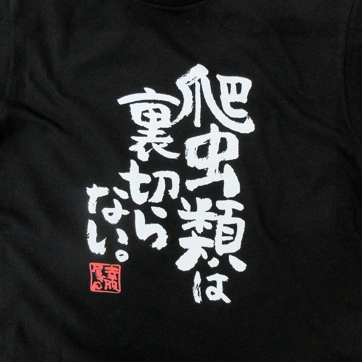 爬虫類は裏切らない。 おもしろ 漢字Tシャツ ka400-78