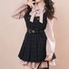 リボンブラウスドッキングチェックワンピ ・79334