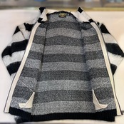 【UNIVERAD72/ユニバード 22335 MOHAIR TOUCH ZIP PARKA(BORDER) / モヘアタッチ起毛ジップパーカー/OFF WHITE】