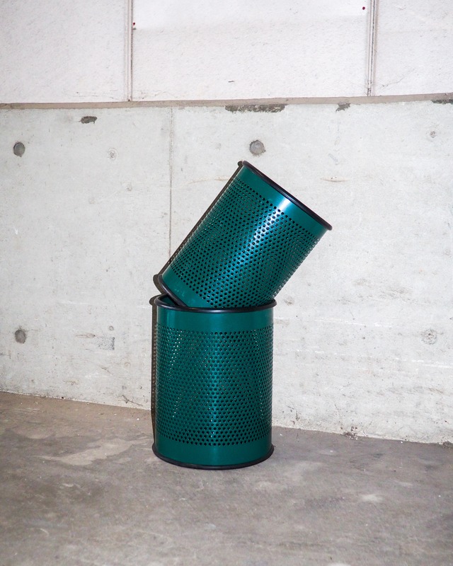 (medium size)Green perforated metal dustbin or umbrella stand