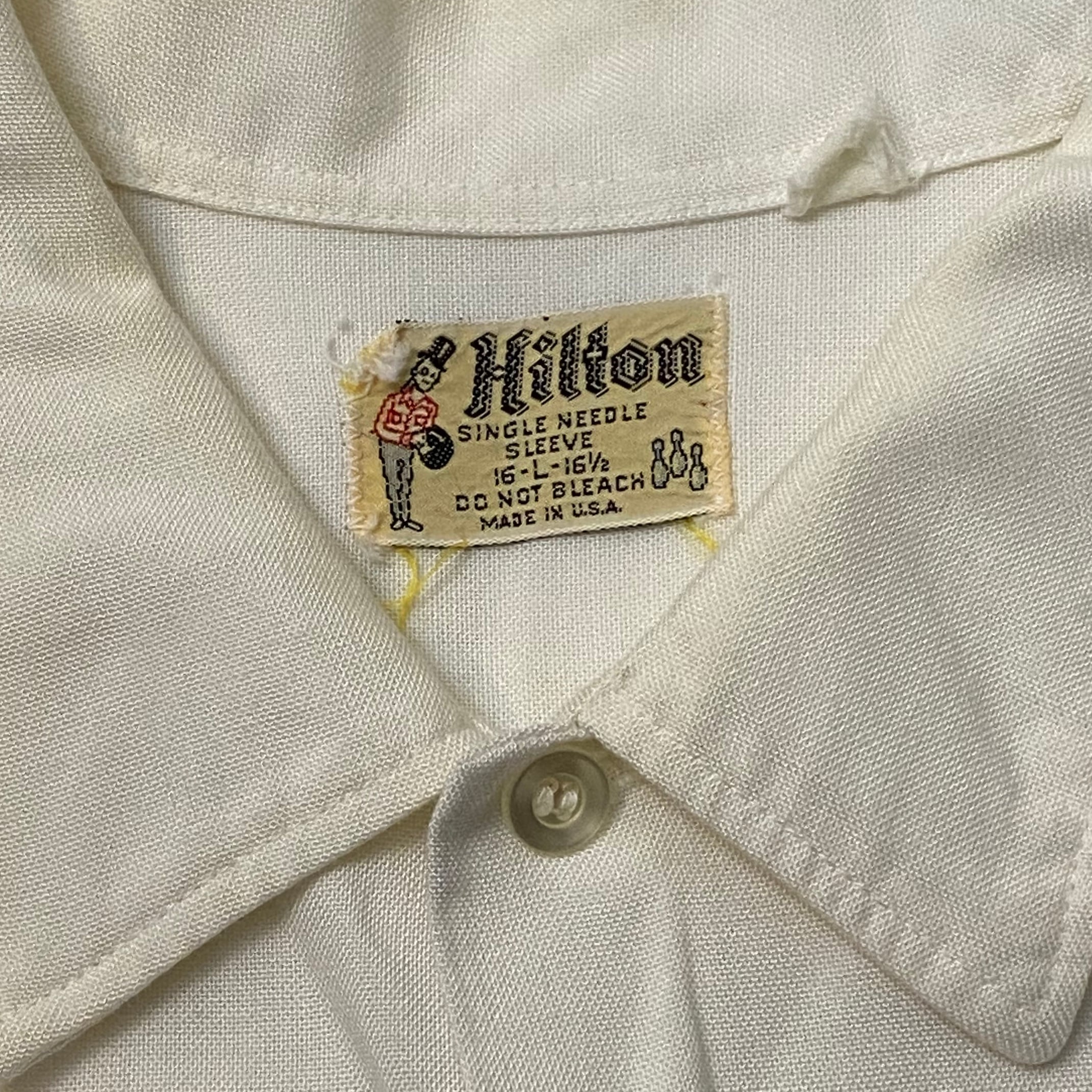 vintage 1960's white color back chain stitch bowling shirt | NOIR
