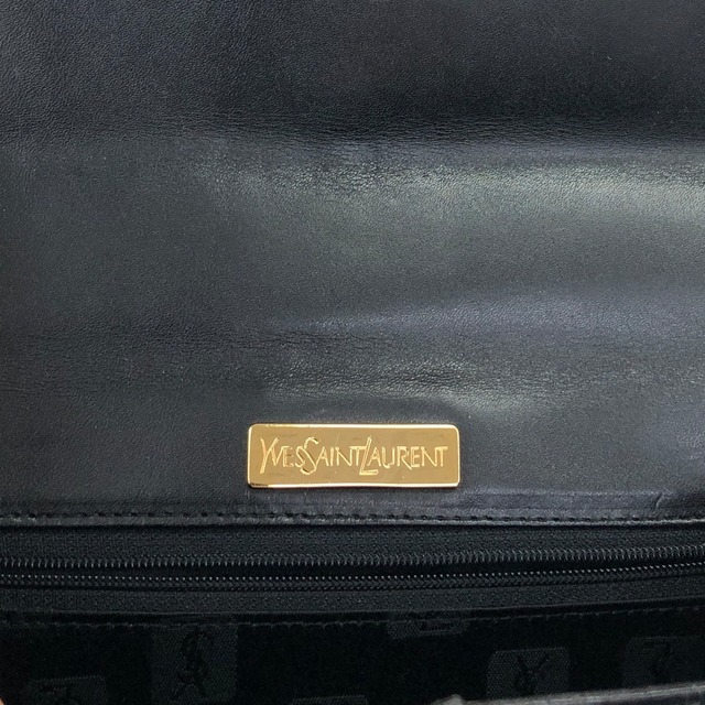 Yves Saint Laurent イヴ・サンローラン ハンドバッグ ブラック YSL チャーム レザー クロコ型押し vintage ヴィンテージ オールド dxsc3k