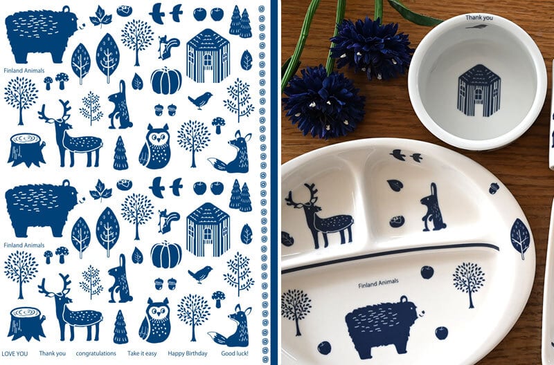 北欧 FinlandAnimals フィンランドアニマル 転写紙 A4サイズ (ポーセリンアート 北欧転写紙)