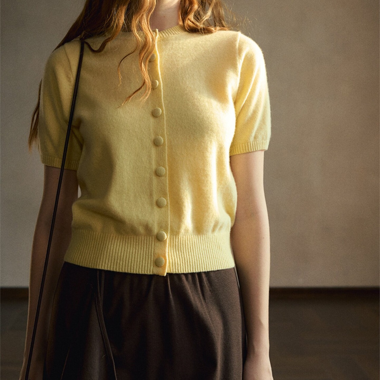 Wool Blend Short Sleeve Cardigan【6color】　T6184