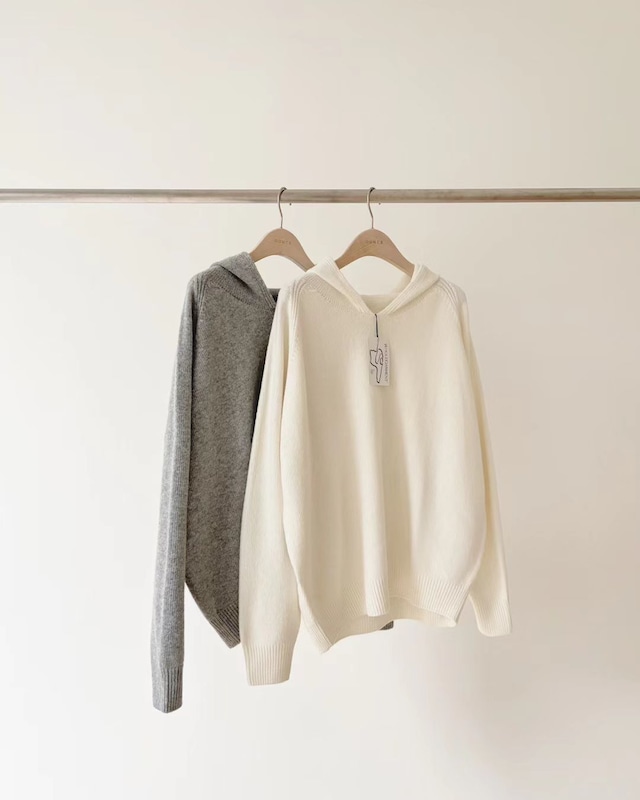 (即納) ounce / Base wholega hood knit