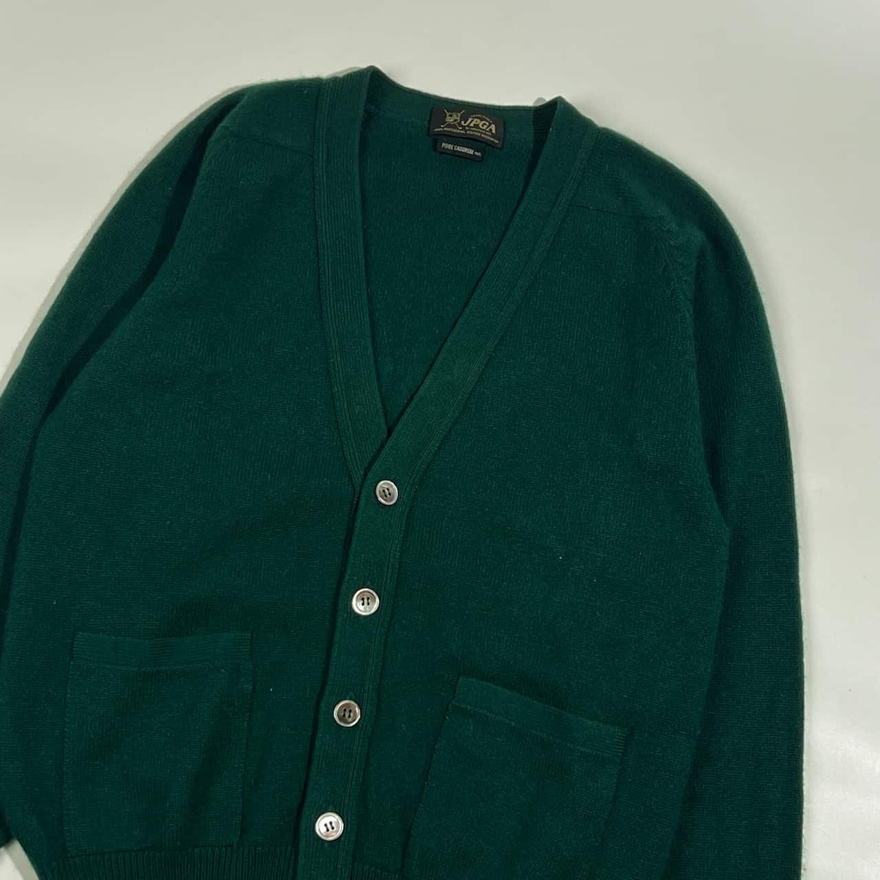 カシミヤ100% JPGA ニット カーディガン M/グリーン メンズ  ゴルフ