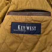 希少 80s KEYWEST 本革レザー襟 メルトンウール ハーフコート ハンティング ジャケット サイズ M /メンズ/ビンテージ/グリーン系