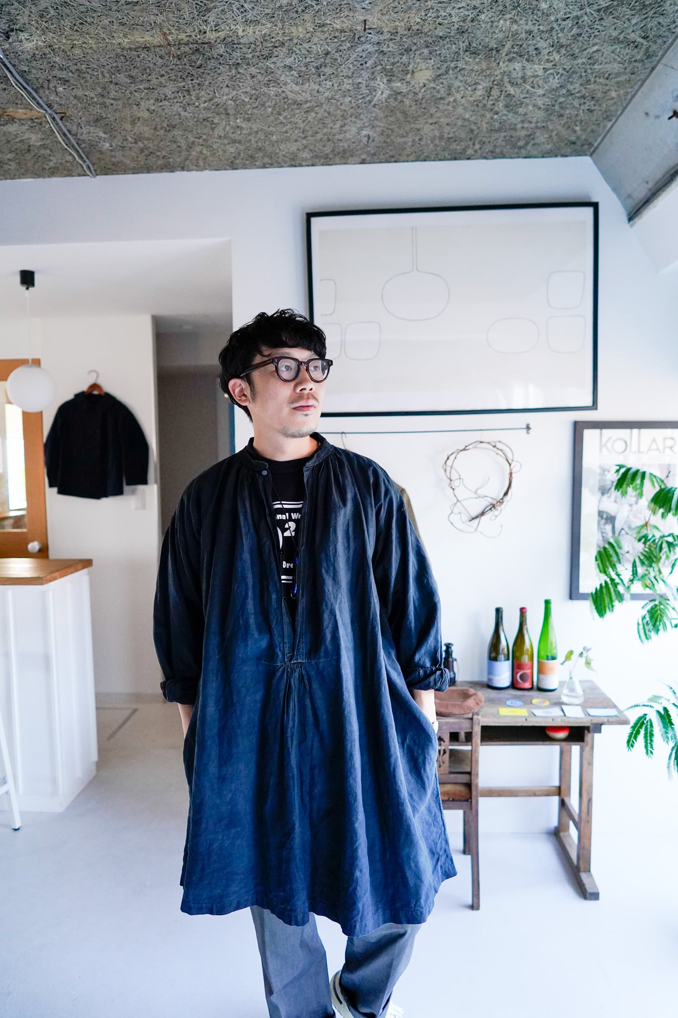 1900年代初頭フランスインディゴリネンスモックbiaude