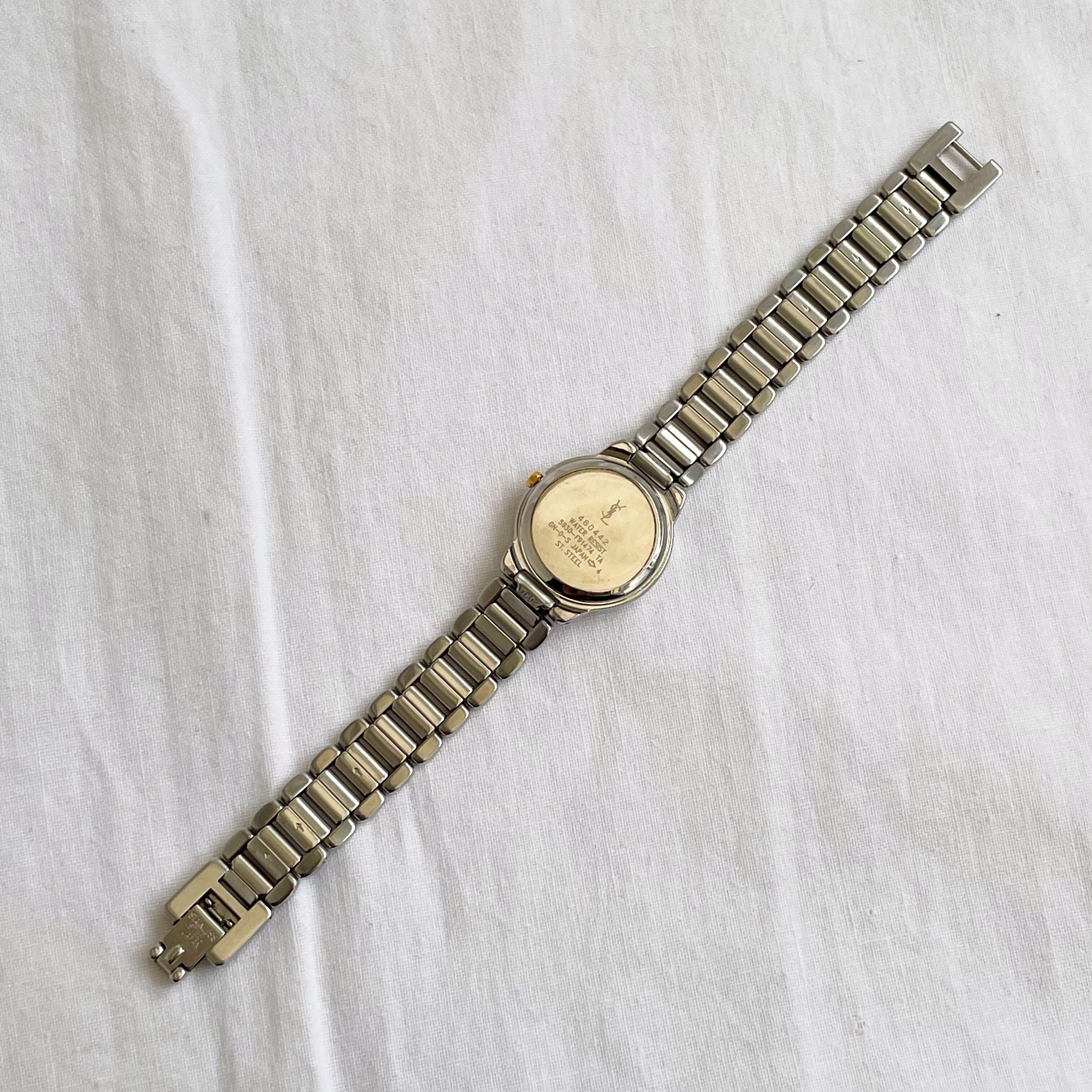【電池交換済】Yves Saint Laurent 腕時計 オーバル ネイビー