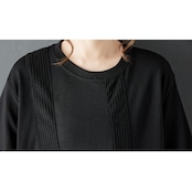 クルーネック プリーツ ロングワンピース 60026