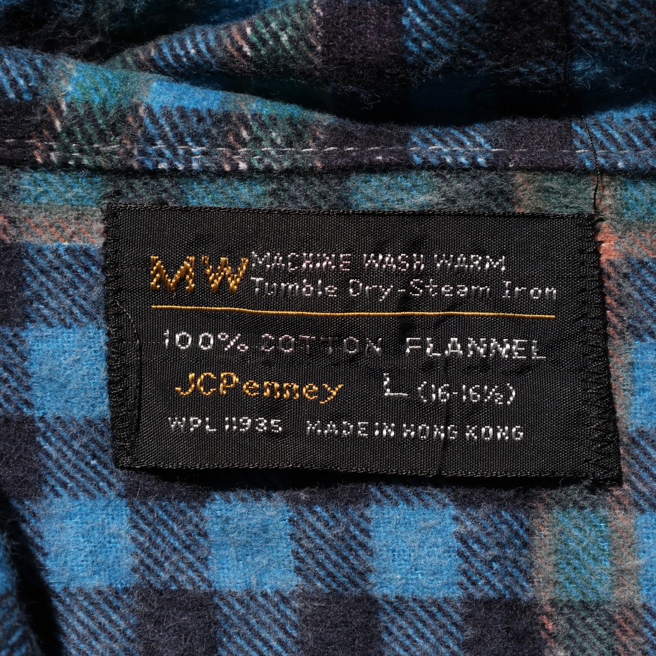 L 80s 香港製 JCPenney 長袖ネルシャツ