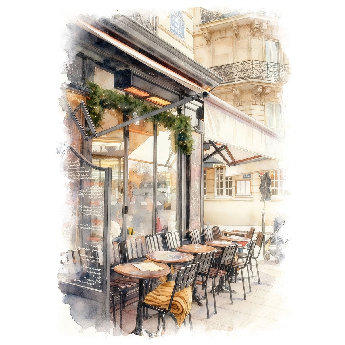 絵画 風景画(街並み) フランス パリのレストラン インテリアアート額