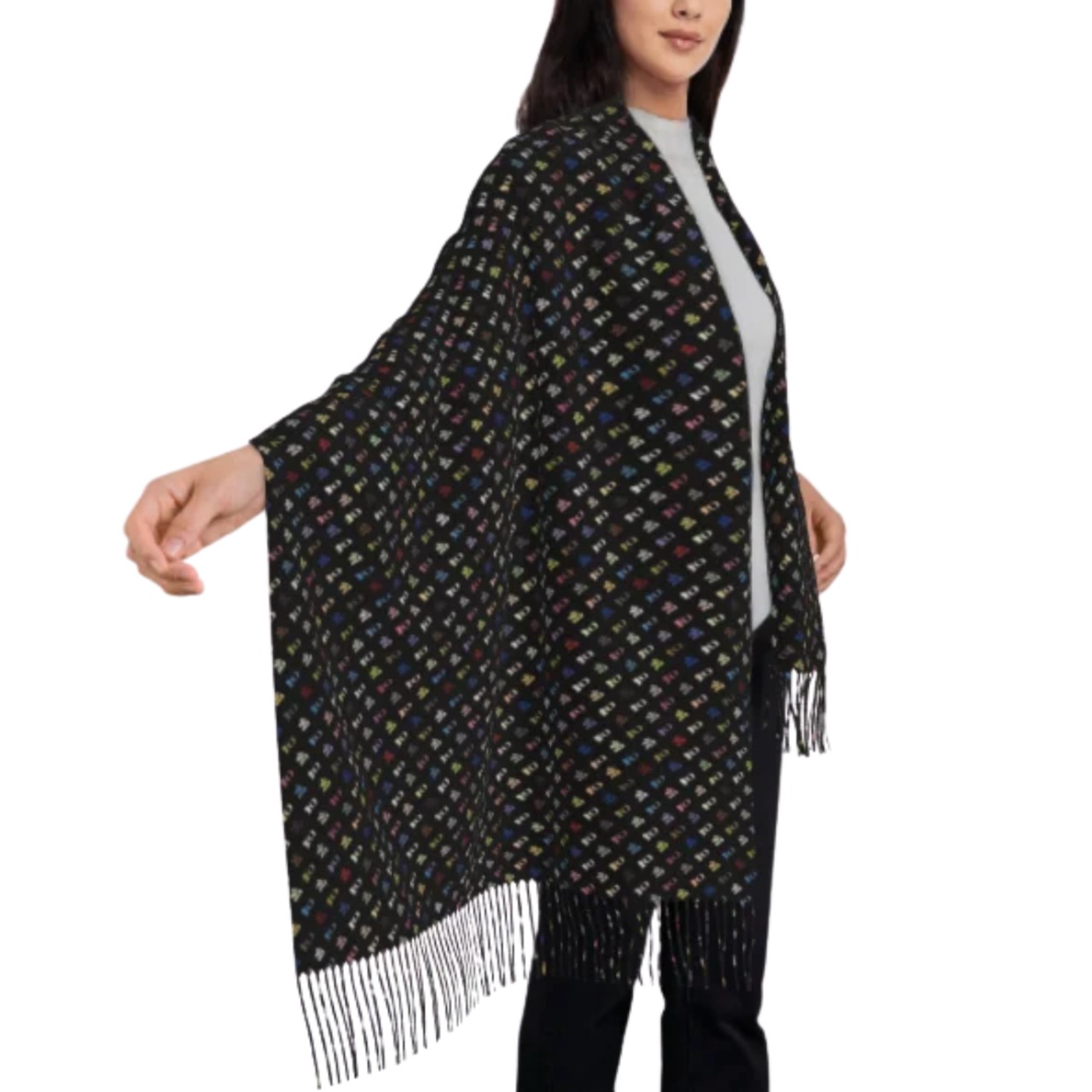 高知柄タッセルスカーフショール 72×197cm 2026年モデル新色｜軽量・柔らか・秋冬春対応マフラー