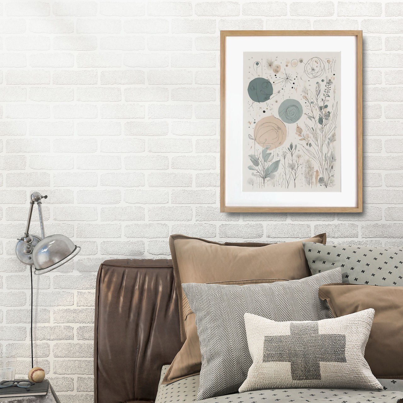 Bloom｜喜びと幸運を描いたミニマルアートポスター｜北欧ナチュラルに馴染む上品デザイン｜ 額縁セット A2ポスター