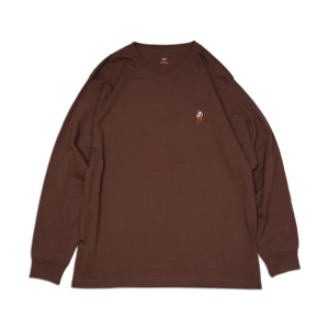 siii "WACHACHA EMBROIDERY / IIIS TRIPLE BACK"  L/S TEE BROWN-pale blue print