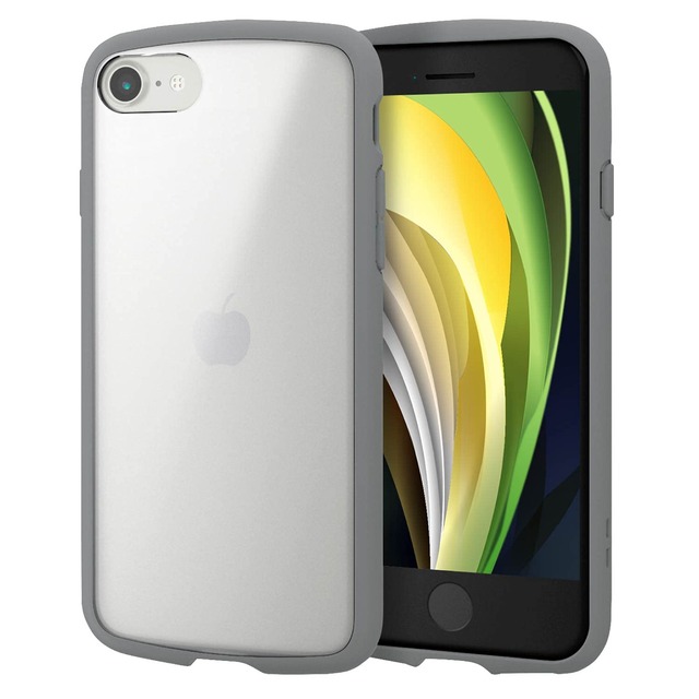 エレコム iPhone SE 第2世代 ハイブリッドケース TOUGH SLIM LITE フレームカラー 背面マット グレー PM-A21STSLFCMGY