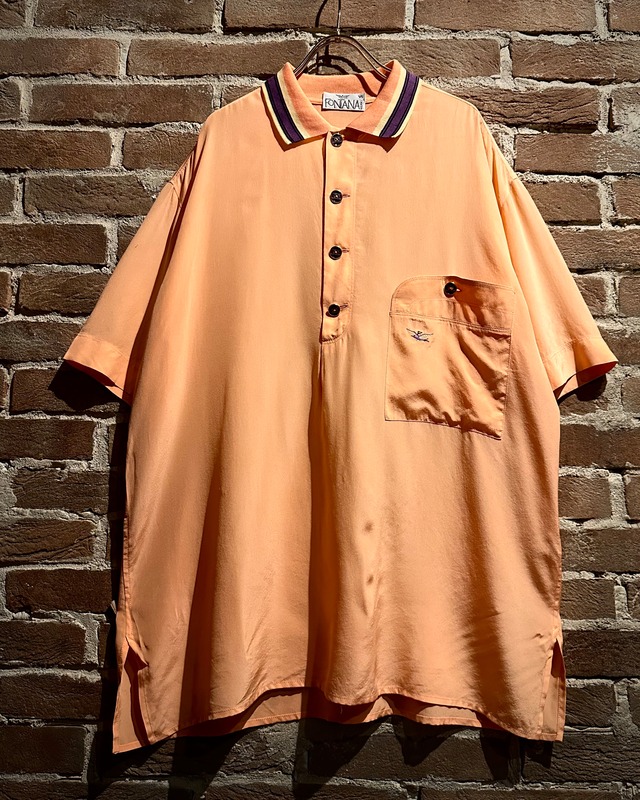 【Caka act3】“FONTANA MILANO” Pastel Color Vintage Loose Silk Polo Shirt