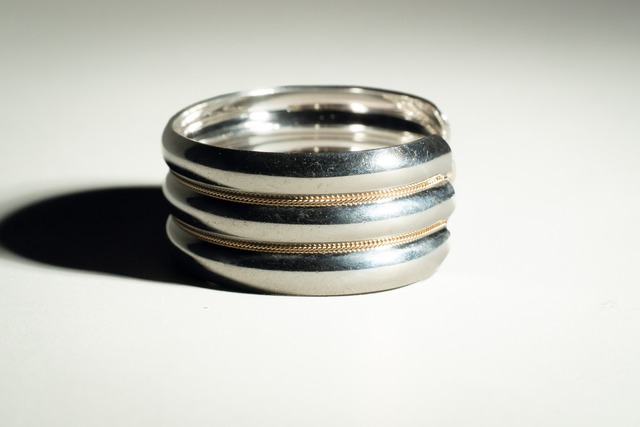 Vintage Tiffany & Co 14K & Silver Gold Line Bangle
