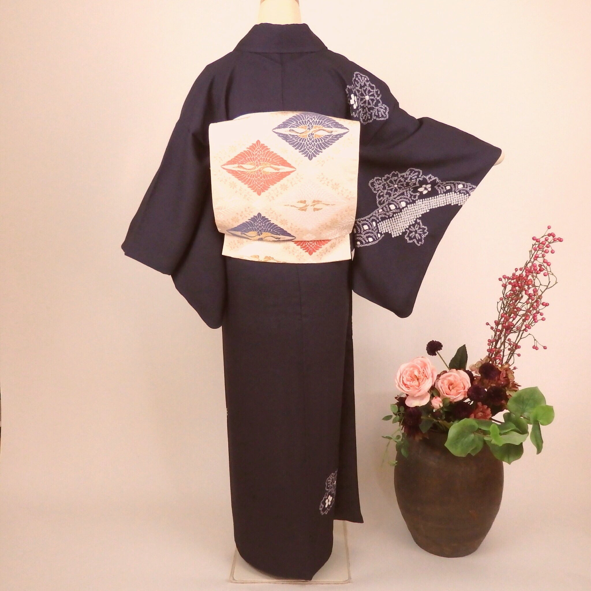 粋な江戸紫の付け下げと西陣織袋帯4点セット825 | リサイクル着物