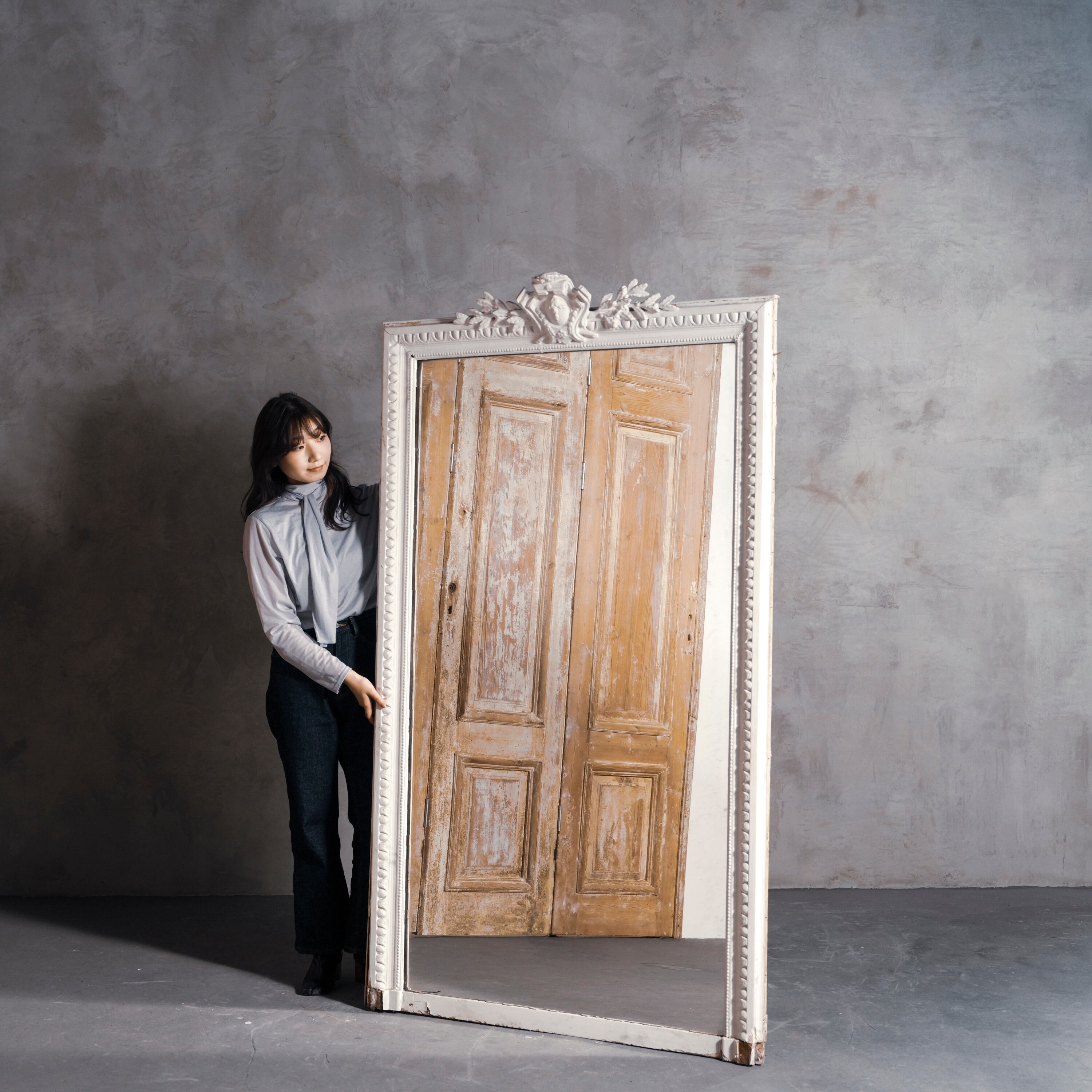 ミラー/アンティークミラー/オリジナルペイント/姿見/鏡/インテリア/フレンチミラー/ディスプレイ/店舗什器/空間装飾