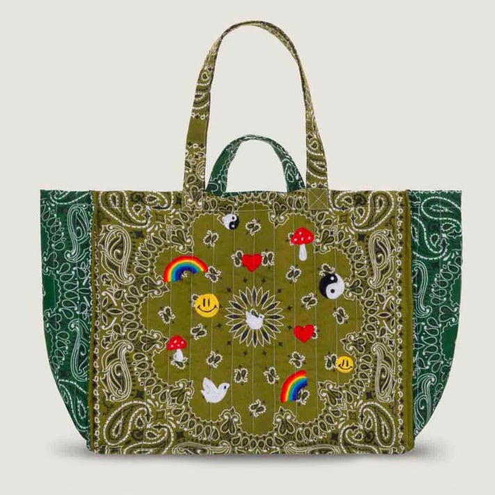 CALL IT BY YOUR NAME Quilted Maxi Cabas Tote BRONZE/VERT WEEK END