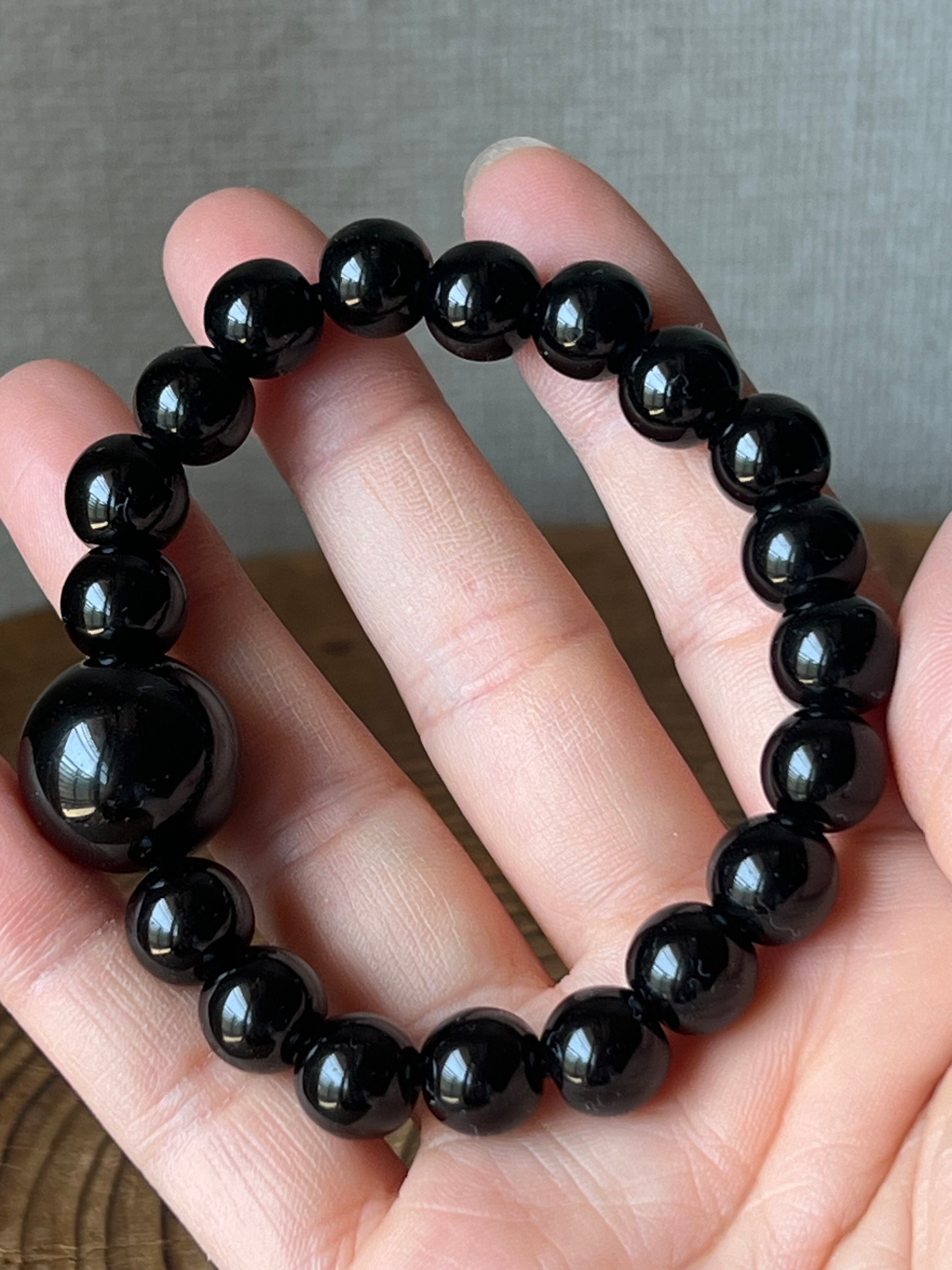 【身を護る】黒翡翠ブレス 10㎜ インドネシア産