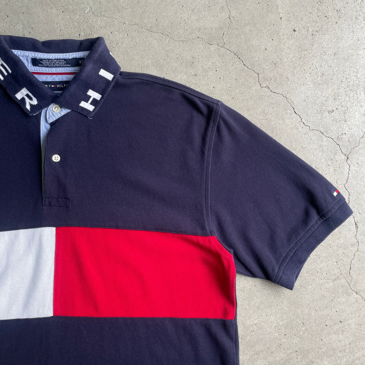 TOMMY HILFIGER トミーヒルフィガー 鹿の子 ポロシャツ メンズM 古着 