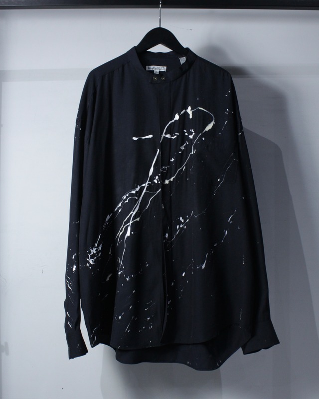 【Caka BLACK】80’s〜90’s Paint Custom Rayon Blend Band Collar L/S Shirt