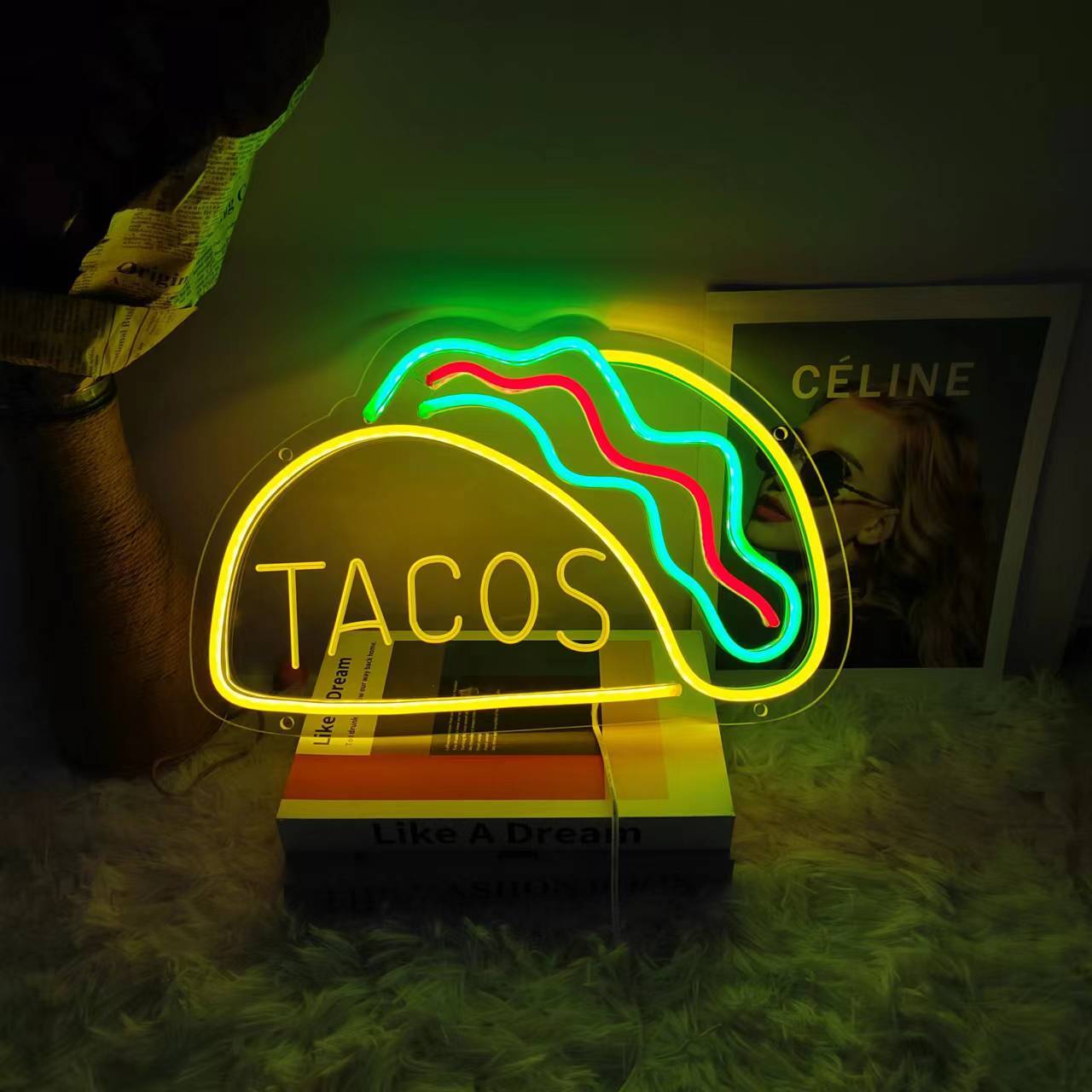 特大 LEDライト ネオンサイン 看板 タコス TACOS メキシコ料理