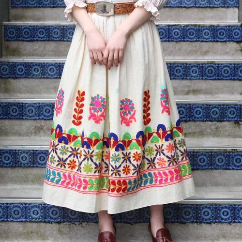 *SPECIAL ITEM* 60's～70's USA VINTAGE HAND EMBROIDERY DESIGN LONG SKIRT/60年代～70年代アメリカ古着ハンド刺繍デザインロングスカート