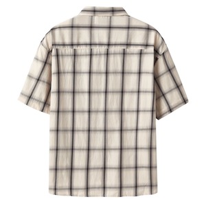 シャドーチェック柄半袖シャツ　0736