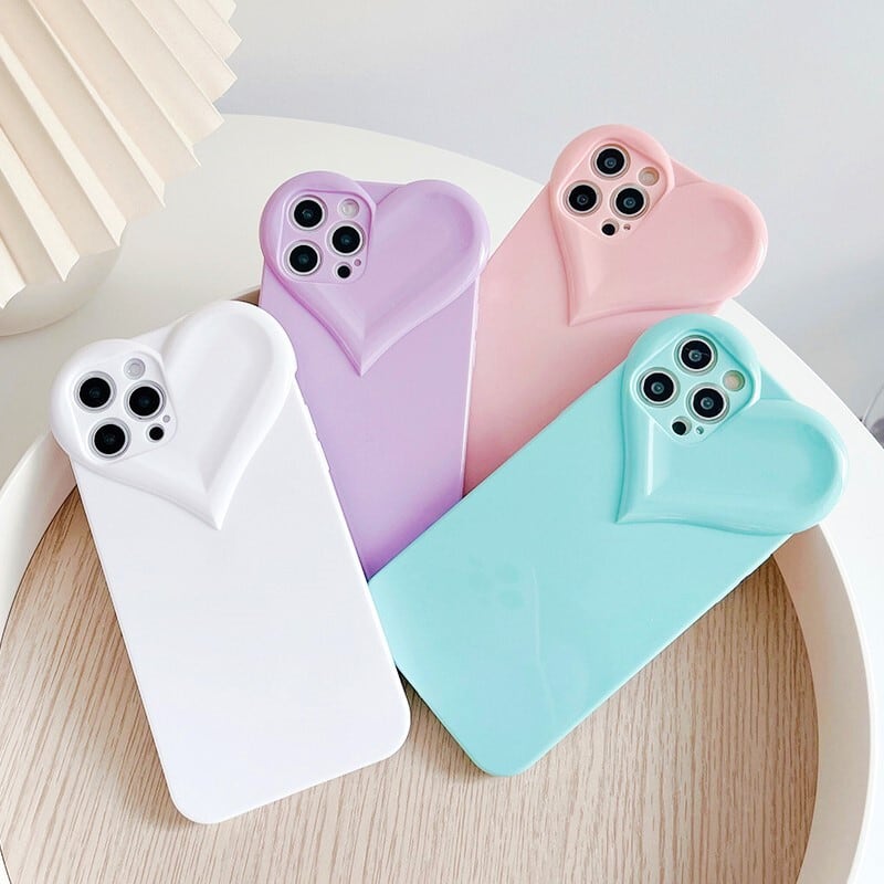 送料無料 ぷっくりハート Iphoneケース パステルカラー 立体 スマホカバー シンプル 可愛い 学生 ポップ おしゃれ Lamitte Deco トレンド 韓国ファッション ショップ Base店