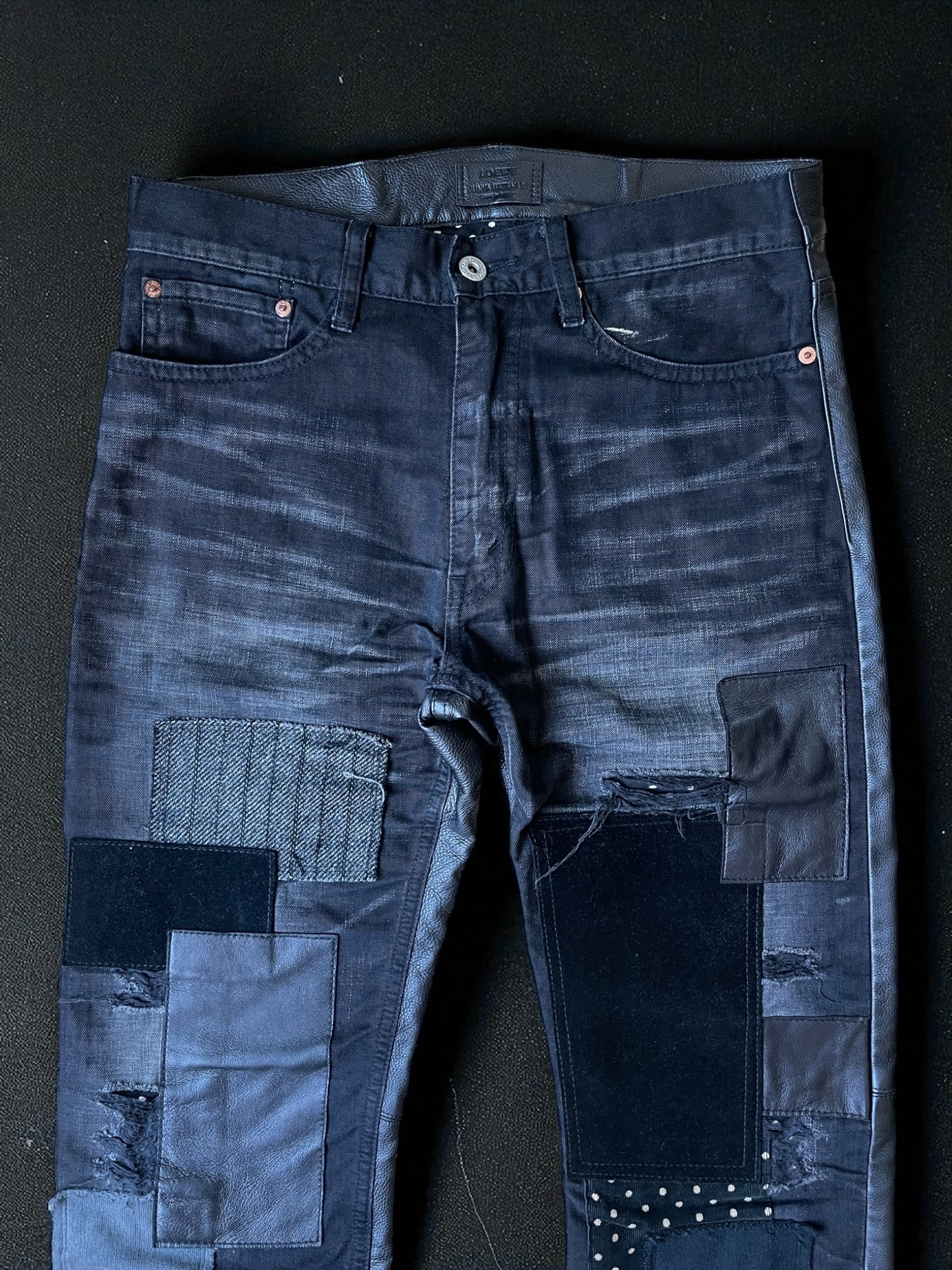 AW13 LOEWE × Junya Watanabe CDG - Patchwork & Leather Hybrid Jeans