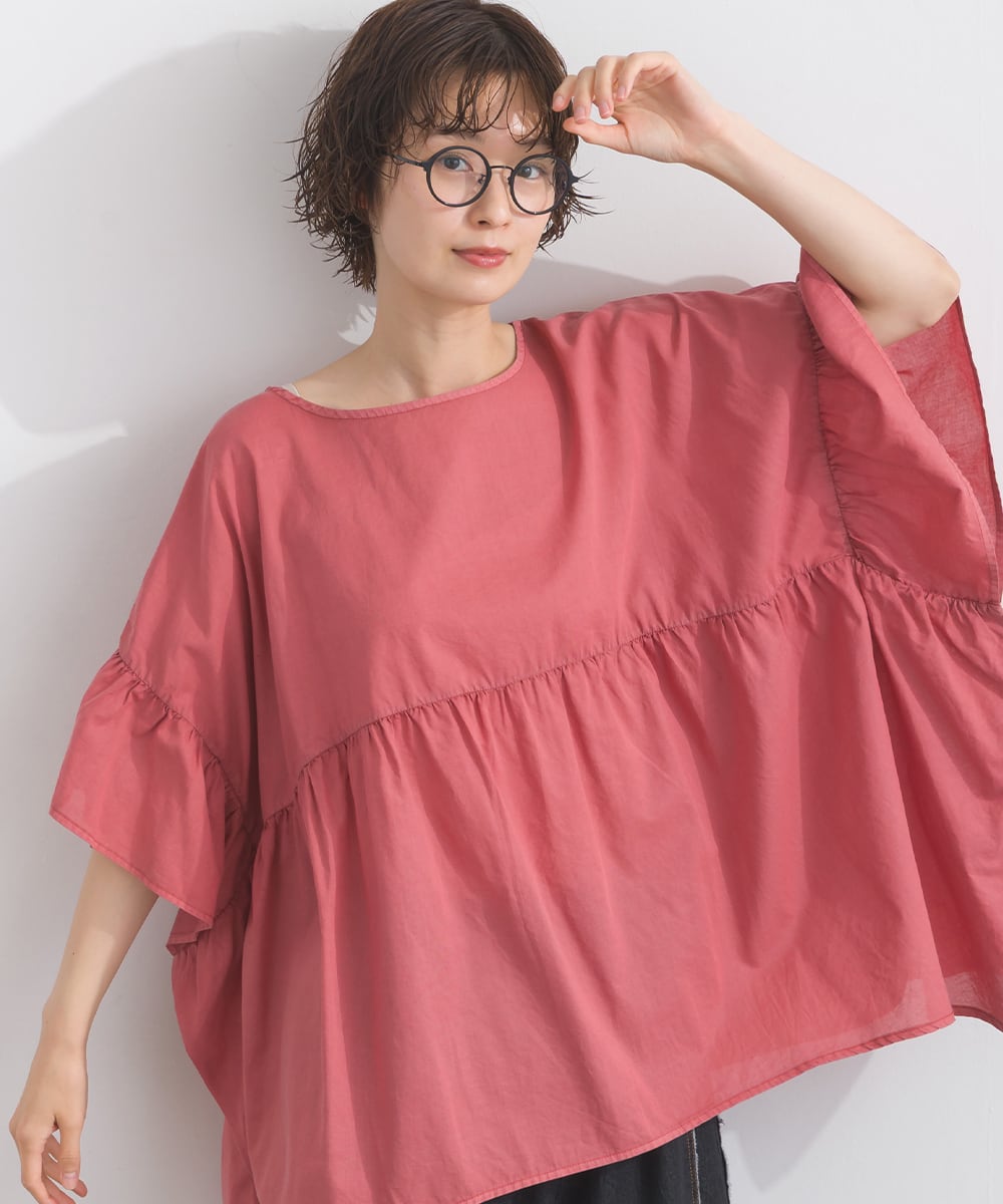 J262045 ピグメント加工フレア袖ブラウス / Pigment Dyed Flare Sleeve