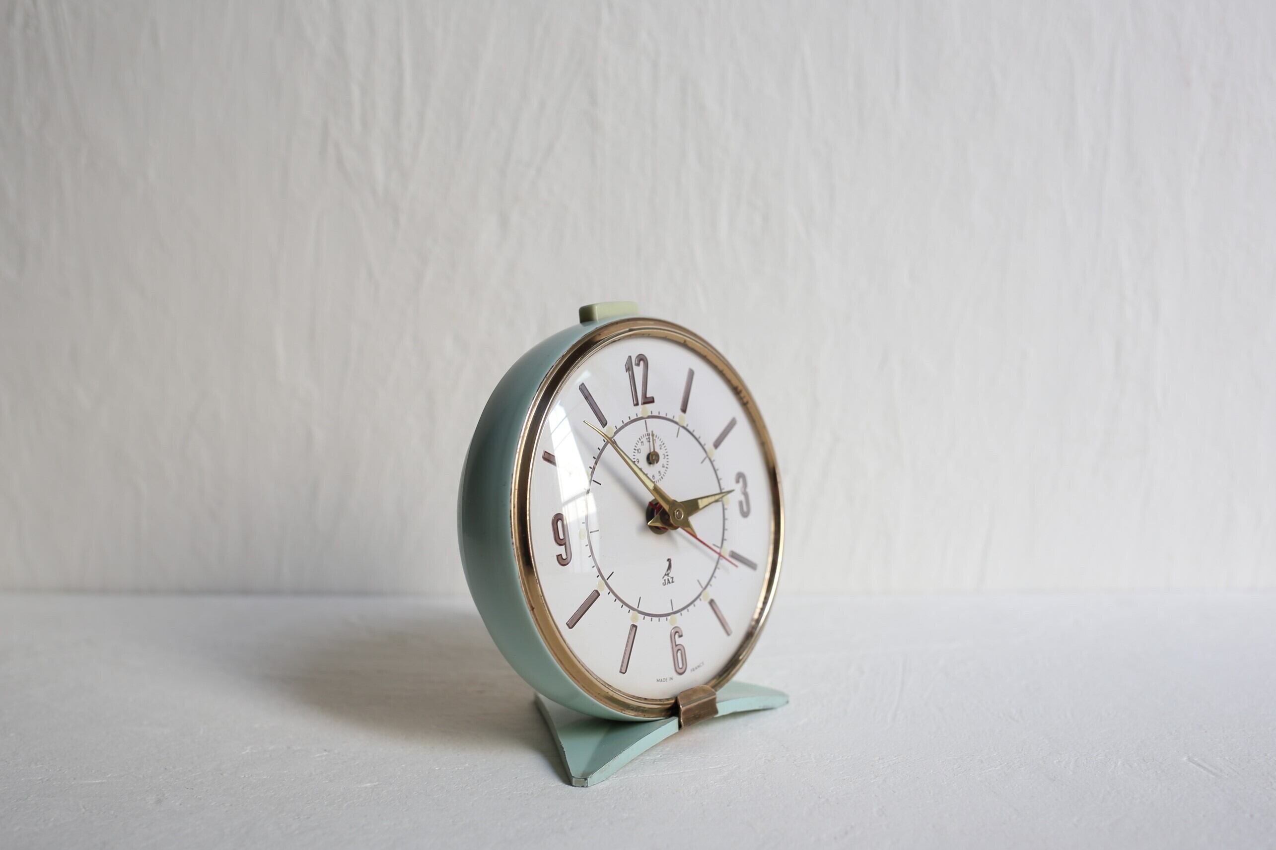 フランス アンティーク ヴィンテージ JAZ 目覚まし時計『TRINCIC』 ペパーミント×ゴールド N-03677