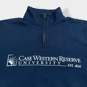 【JANSPORT】メキシコ製 カレッジ ケース・ウェスタン・リザーブ大学 プリント ハーフジップ スウェット プルオーバー Case Western Reserve University LARGE ジャンスポーツ US古着