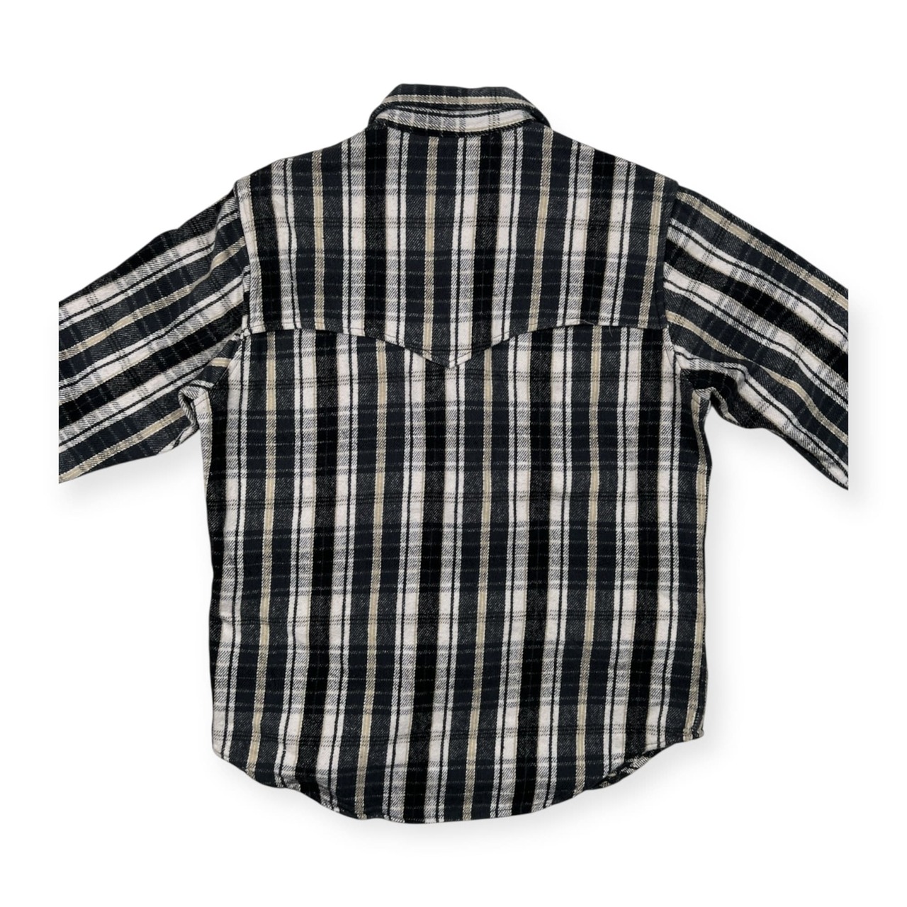 USA製 NEPENTHES ネペンテス チェック 長袖 ネルシャツ サイズ M /アメリカ製/ホワイト×ブラック系×ベージュ系