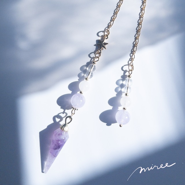 【mini】やさしく整えるペンデュラム【フローライト×アメジスト】mini pendulum_63