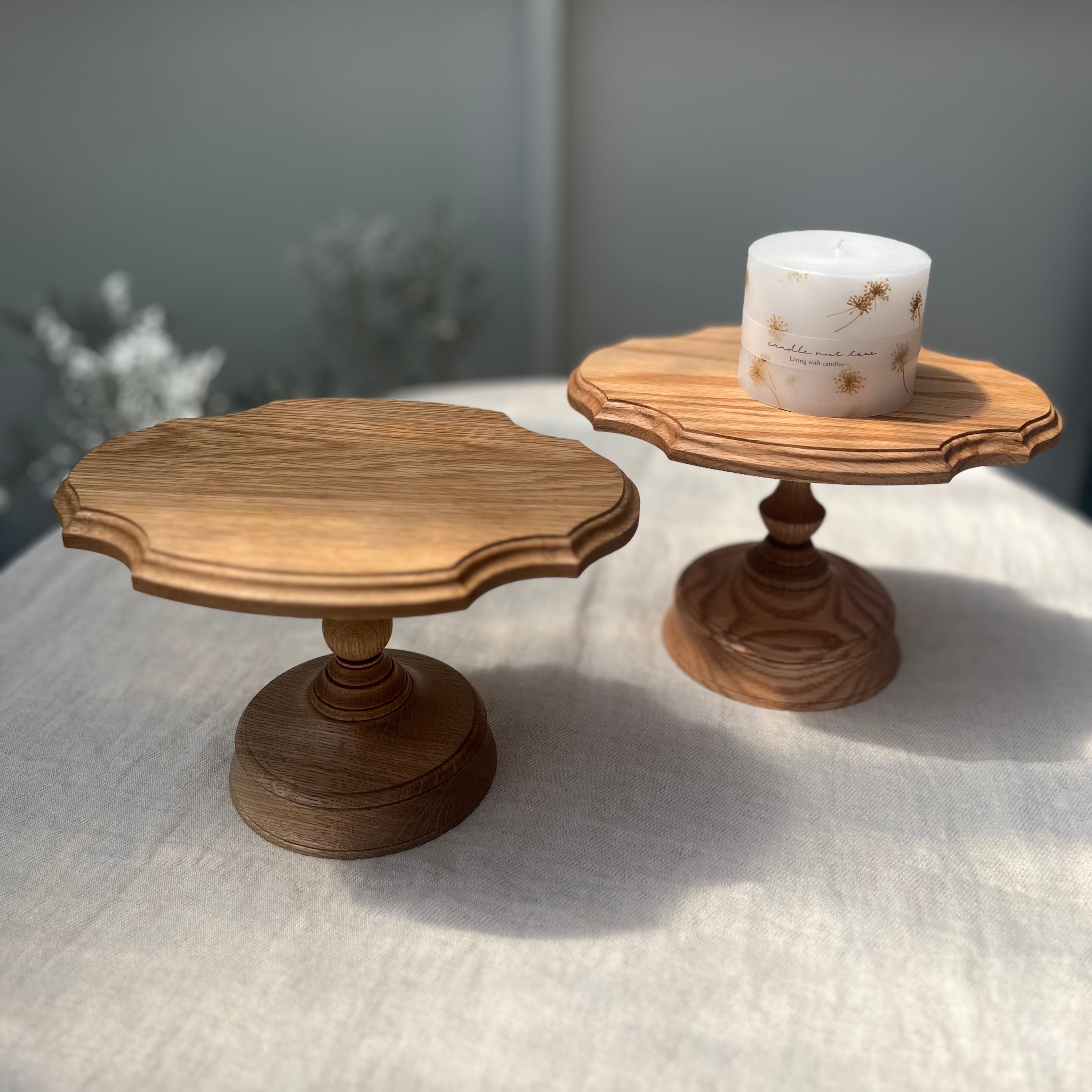 久銘 変形コンポート オーク ケーキスタンド