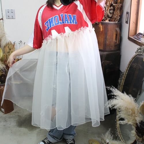 Game shirt x organdie one-piece / long