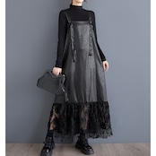 レース切替 サスペンダースカート 00114