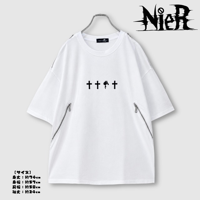 《BASEランキング1位記念MEGA PRESENT》CROSS 4ZIP BIG TEE【WHITE】