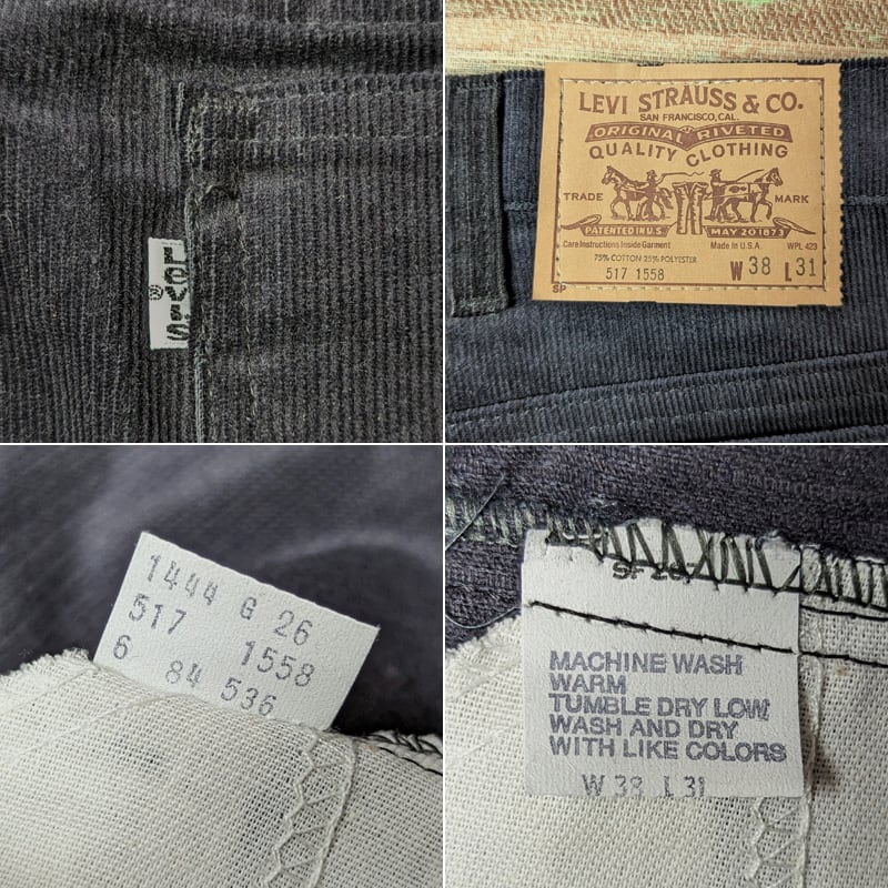 80s Levi's 517-1558 Black Corduroy Pants （W38） Modified | Wonder 