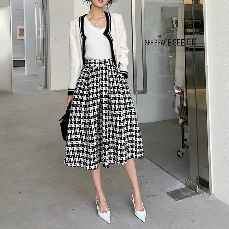 千鳥格子柄フレアスカート M1293 | Mia stile 